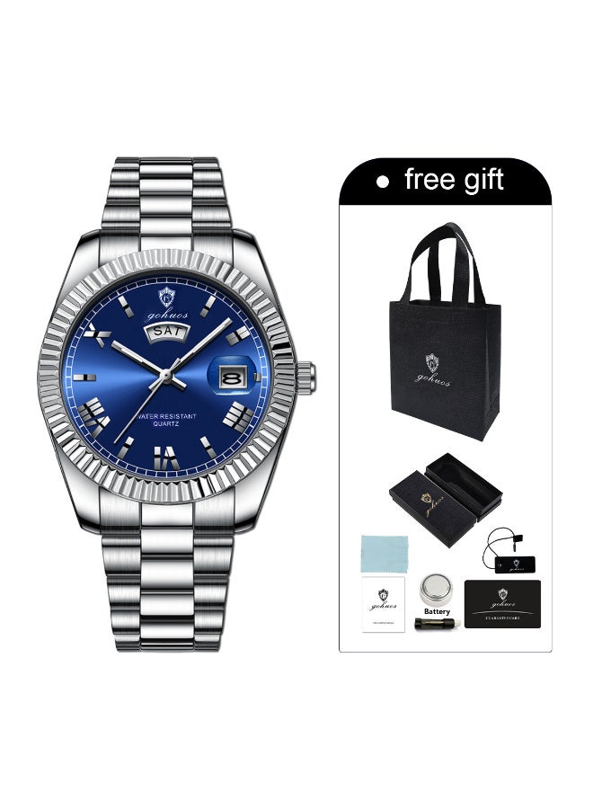 GOHUOS Men's Quartz Watches Chronograph Stainless Steel Waterproof Sports Wrist Watch for Men-40mm - Image 3