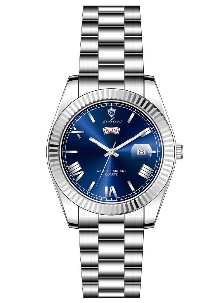 GOHUOS Men’s Watches, Top Brand Luxury Stainless Steel Band Waterproof Analog Quartz Classic Business Wrist Watch - 40mm - Father or Boyfriend Gift - Image 3