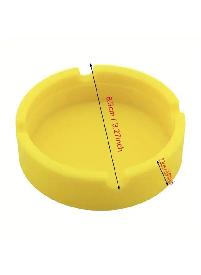Yellow Round Ashtray Durable Easy Clean Rubber for Home Parties Bars Modern Decor - Image 4