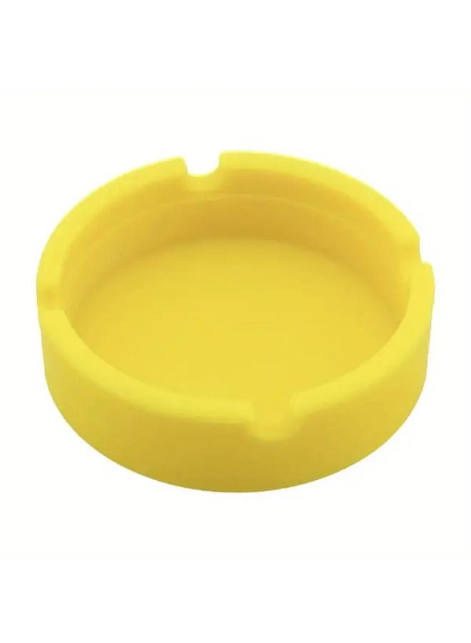 Yellow Round Ashtray Durable Easy Clean Rubber for Home Parties Bars Modern Decor - Image 1