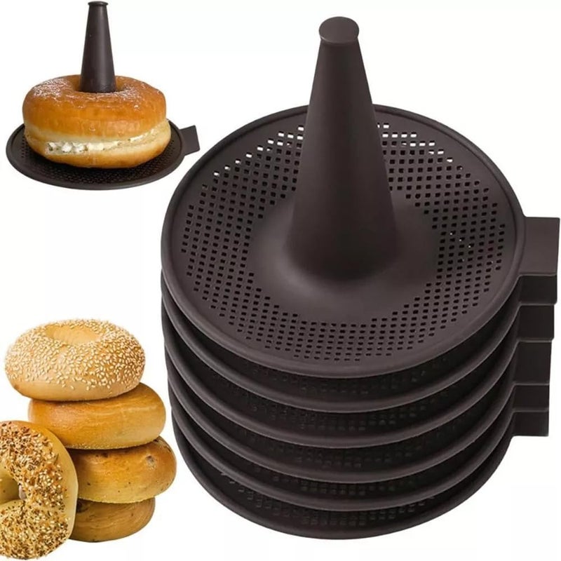 BAILEBEI Donut Mold for Baking,Donut Pans Set,6 Pieces Pastry Molds for Bagel and Doughnut Cake Pans (6pcs,Coffee) - Image 1