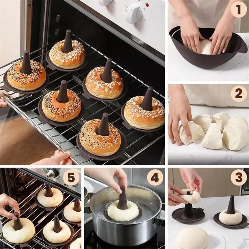 BAILEBEI Donut Mold for Baking,Donut Pans Set,6 Pieces Pastry Molds for Bagel and Doughnut Cake Pans (6pcs,Coffee) - Image 5