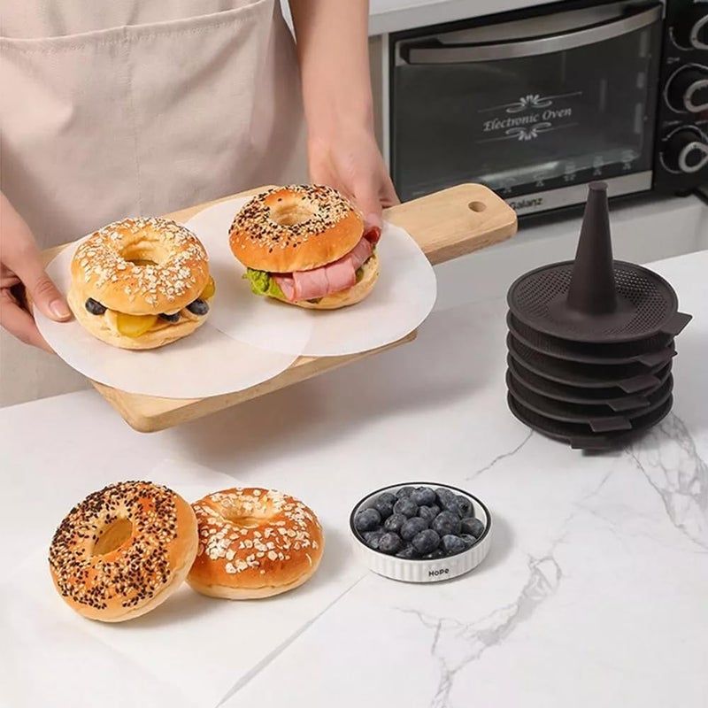 BAILEBEI Donut Mold for Baking,Donut Pans Set,6 Pieces Pastry Molds for Bagel and Doughnut Cake Pans (6pcs,Coffee) - Image 4