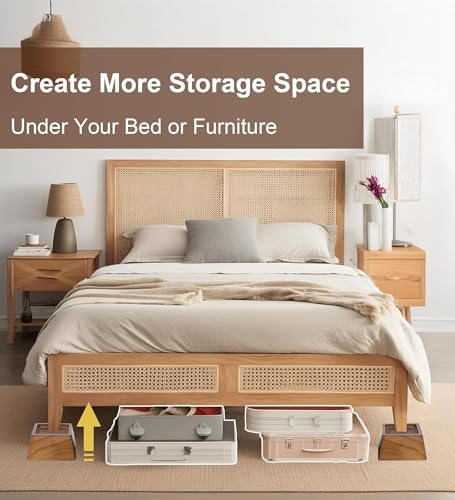 Lufia Wood Bed Risers 2 Inch, Premium Pine Furniture Risers - Sturdy, Stylish and Space Saving 2" Bed Lift for Sofa, Desk and More - 4-Pack (Brown Wood, 2 Inch) - Image 5