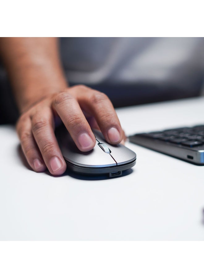 blupebble Magic Pebble Combo 102 Keys English Arabic Wireless Keyboard and Mouse Set with Numpad, Rechargeable Bluetooth + 2.4GHz Dual Mode, USB-C Slim Keyboard Compatible with Windows MacOS Android - Image 2