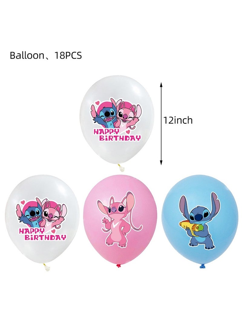 59 قطعة من لوازم حفلات عيد الميلاد بموضوع "ستيتش الوردي" لتزيين الطاولة للأطفال - Image 5