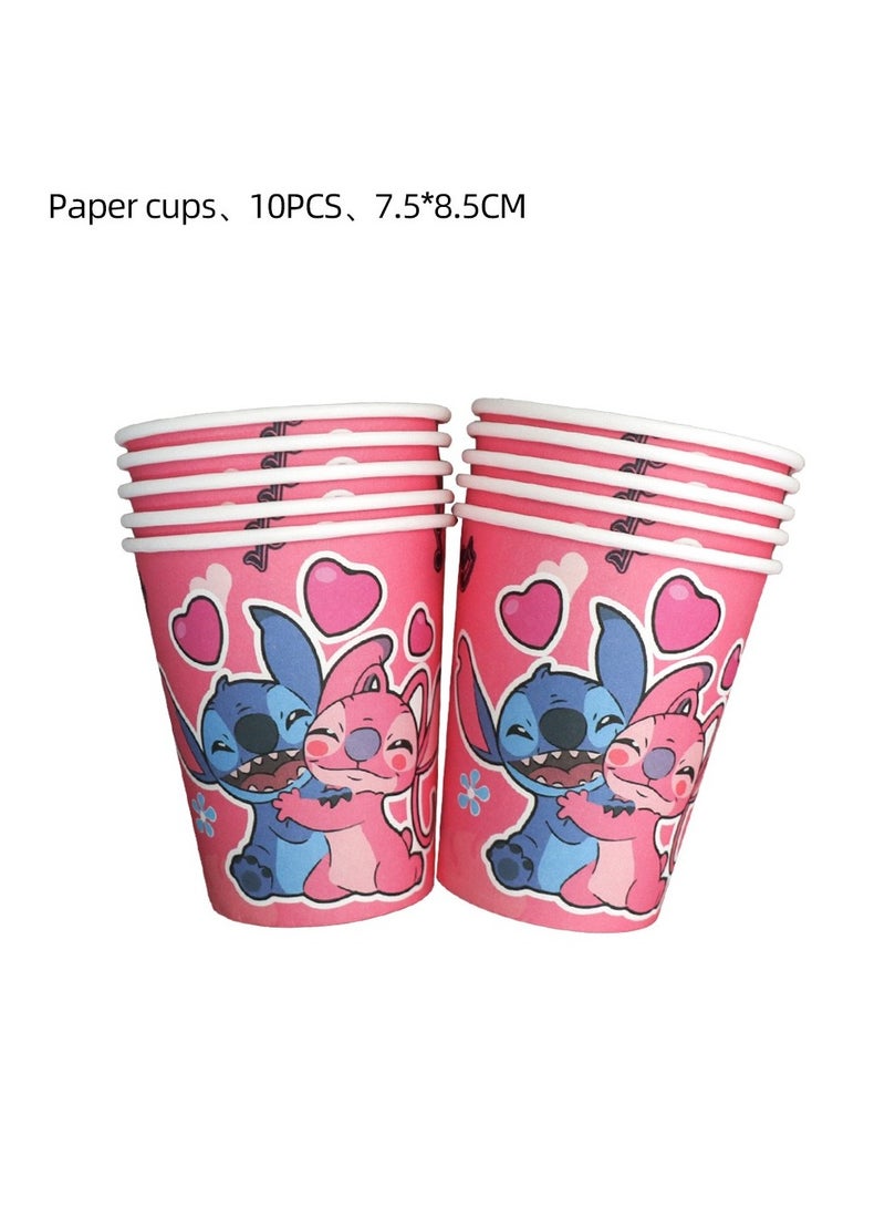 59 قطعة من لوازم حفلات عيد الميلاد بموضوع "ستيتش الوردي" لتزيين الطاولة للأطفال - Image 4