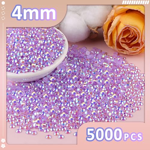 TINKRSTUFF 5000Pcs 4mm Resin Jelly Rhinestones with 1Pcs 10ml B7000 Jewelry Glue for Crafting, Lavender Purple AB Flatback Gems, Bedazzling Crystal Bulk for DIY Crafts Clothing Tumblers Shoes Nail Art Fabric - Image 2