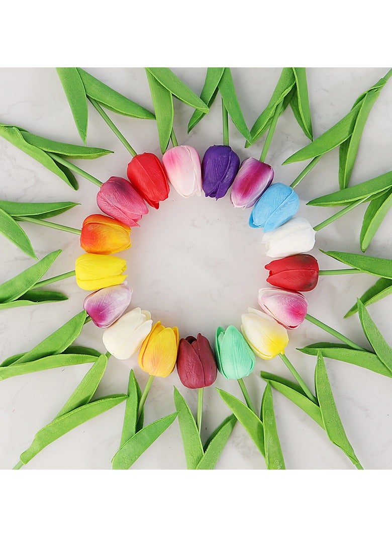 AROAQ Artificial Tulips Fake Flowers, Natural And Realistic Artificial Tulips Bouquet Silk Flowers, Real Touch Tulips For Home Table Decoration ,office, Wedding Party, Cream 5pcs - Image 3