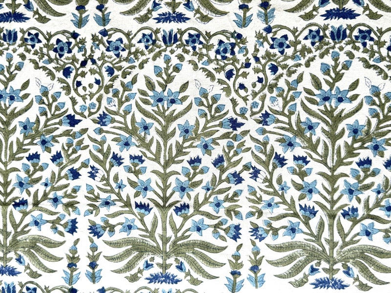 Atosii Nargis Blue 100% Cotton Rectangle Summer Tablecloth  Indian Block Print Floral Table Cloth I Dining Parties Weddings Outdoors Holidays 60 X 90 Inches 6 Seater I Grandmillennial Farmhouse Boho - Image 5