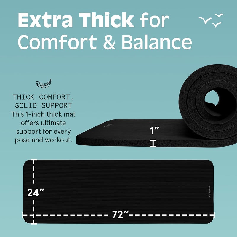 Retrospec Solana Yoga Mat 1/2" Thick w/Nylon Strap for Men & Women - Non Slip Exercise Mat for Yoga, Pilates, Stretching, Floor & Fitness Workouts - Image 4