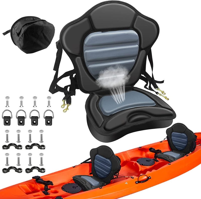 CLIO Kayak Seat Deluxe Padded Fishing Boat Seat Deluxe Sit-On-Top Canoe Seat Cushioned - Comfortable Backrest Support Universal Sit with Adjustable Back Strap Detachable Storage Bag - Image 1