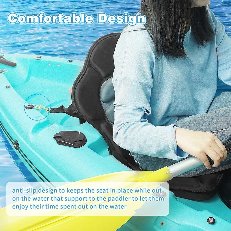 CLIO Kayak Seat Deluxe Padded Fishing Boat Seat Deluxe Sit-On-Top Canoe Seat Cushioned - Comfortable Backrest Support Universal Sit with Adjustable Back Strap Detachable Storage Bag - Image 4