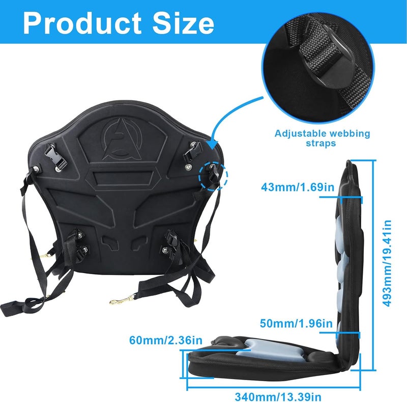 CLIO Kayak Seat Deluxe Padded Fishing Boat Seat Deluxe Sit-On-Top Canoe Seat Cushioned - Comfortable Backrest Support Universal Sit with Adjustable Back Strap Detachable Storage Bag - Image 3