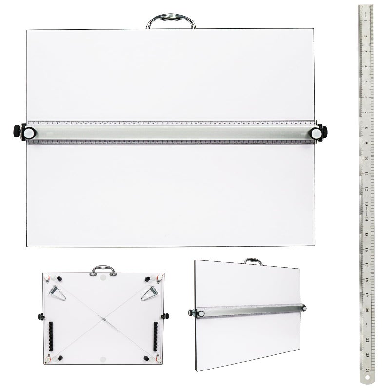 DOLEMODUO Portable Drafting Board, 20"X26" Professional Architecture Drafting Board, Tabletop Drawing Board with Ruler & Parallel Bar, Drafting Tools for Architects, Artists, Engineers, and Designers - Image 1