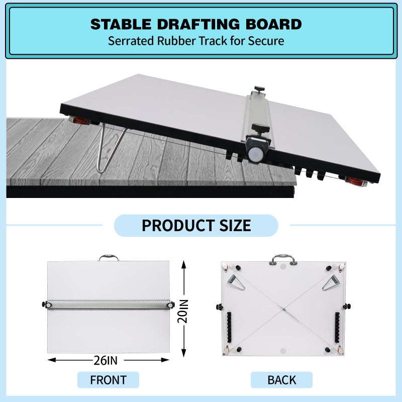 DOLEMODUO Portable Drafting Board, 20"X26" Professional Architecture Drafting Board, Tabletop Drawing Board with Ruler & Parallel Bar, Drafting Tools for Architects, Artists, Engineers, and Designers - Image 4