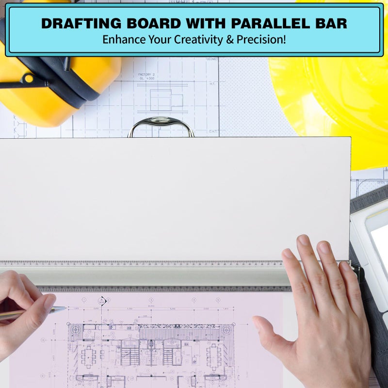 DOLEMODUO Portable Drafting Board, 20"X26" Professional Architecture Drafting Board, Tabletop Drawing Board with Ruler & Parallel Bar, Drafting Tools for Architects, Artists, Engineers, and Designers - Image 3