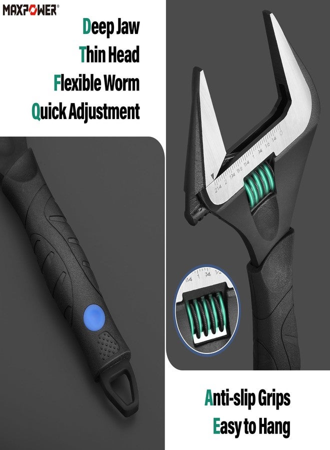 MAXPOWER 12 inch Adjustable Wrench, Wide Jaw Capacity 2.4 inch (60 mm) - Image 5