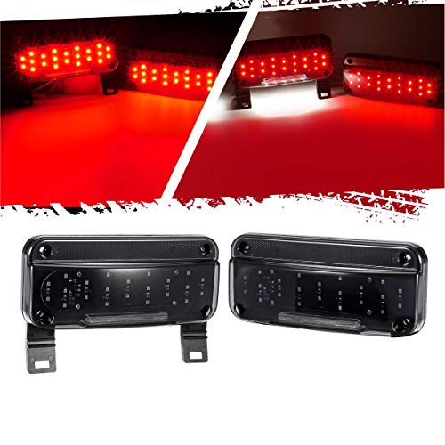 Partsam Red Led Low Profile Combination RV Tail Lights Surface Mount LED RV Camper Trailer Stop Turn Brake Tail Lights/License Plate Light Holder Bracket Smoke Lens - Black Base - Pair - Image 1