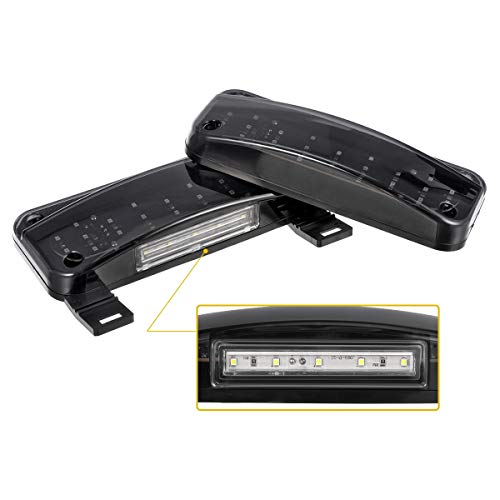 Partsam Red Led Low Profile Combination RV Tail Lights Surface Mount LED RV Camper Trailer Stop Turn Brake Tail Lights/License Plate Light Holder Bracket Smoke Lens - Black Base - Pair - Image 2