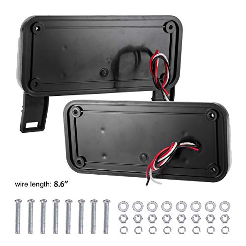 Partsam Red Led Low Profile Combination RV Tail Lights Surface Mount LED RV Camper Trailer Stop Turn Brake Tail Lights/License Plate Light Holder Bracket Smoke Lens - Black Base - Pair - Image 5