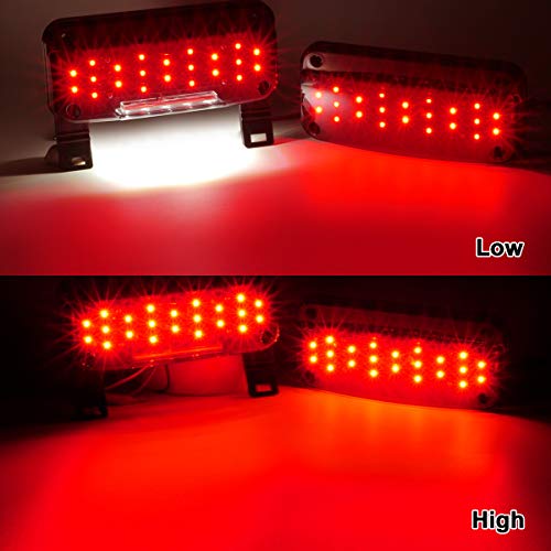 Partsam Red Led Low Profile Combination RV Tail Lights Surface Mount LED RV Camper Trailer Stop Turn Brake Tail Lights/License Plate Light Holder Bracket Smoke Lens - Black Base - Pair - Image 3