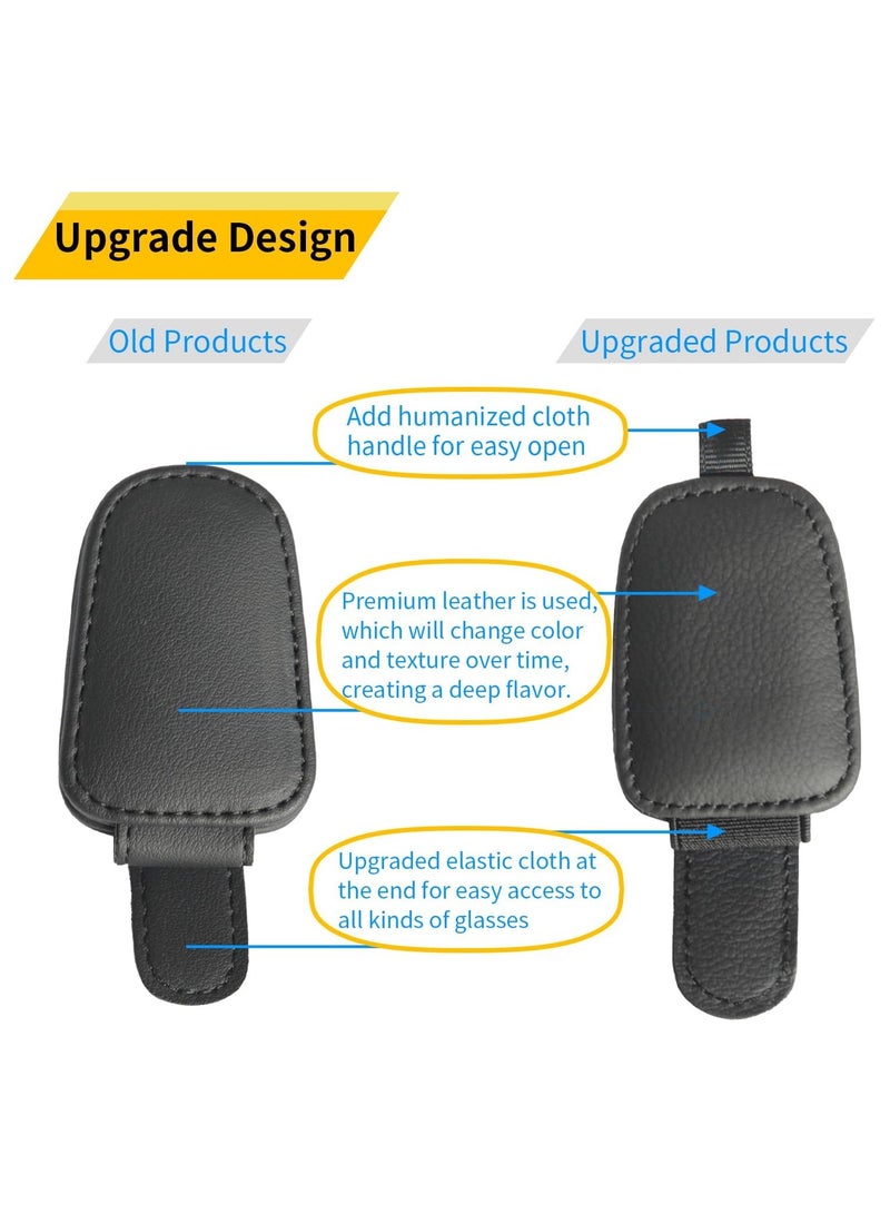 بابونا حاملات النظارات الشمسية لحاجب السيارة - حامل نظارات شمسية مغناطيسي من الجلد ومشبك بطاقة التذاكر - ملحقات حاجب السيارة (أسود) - Image 5