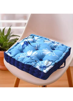 Kuber Industries Kuber Industries Square Chair Pad|Comfortable Floral Design Seat Cushion|Soft Cotton Pillow Filler for Seating,Meditation,Yoga,Living Room (Sky Blue)  - Image 1