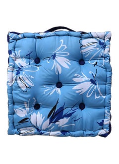 Kuber Industries Kuber Industries Square Chair Pad|Comfortable Floral Design Seat Cushion|Soft Cotton Pillow Filler for Seating,Meditation,Yoga,Living Room (Sky Blue)  - Image 2