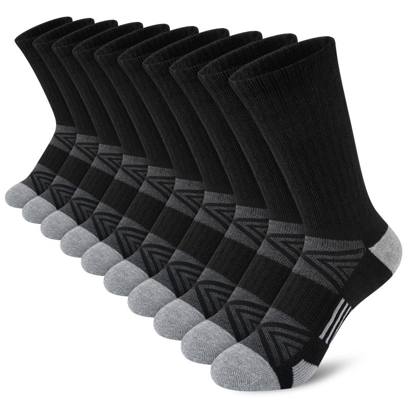 Comfoex Boys Sport Crew Socks For Kids 4-7 7-10 Years Old Athletic Calf Long Socks With Cushioned Sole 10 Pairs - Image 1