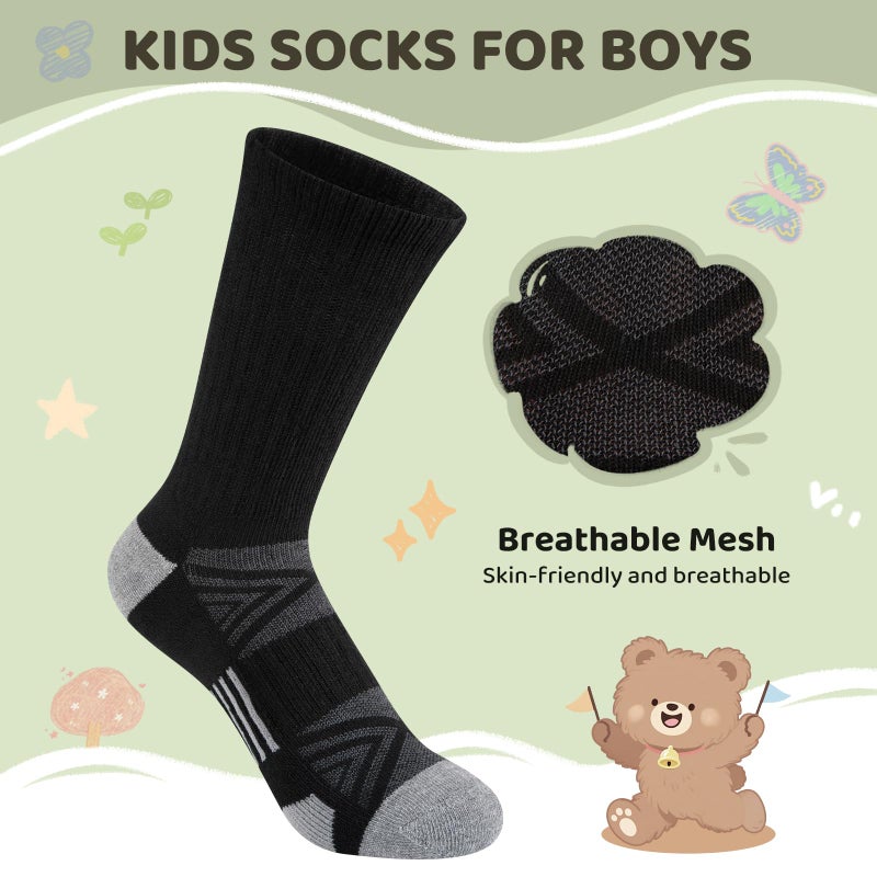 Comfoex Boys Sport Crew Socks For Kids 4-7 7-10 Years Old Athletic Calf Long Socks With Cushioned Sole 10 Pairs - Image 4