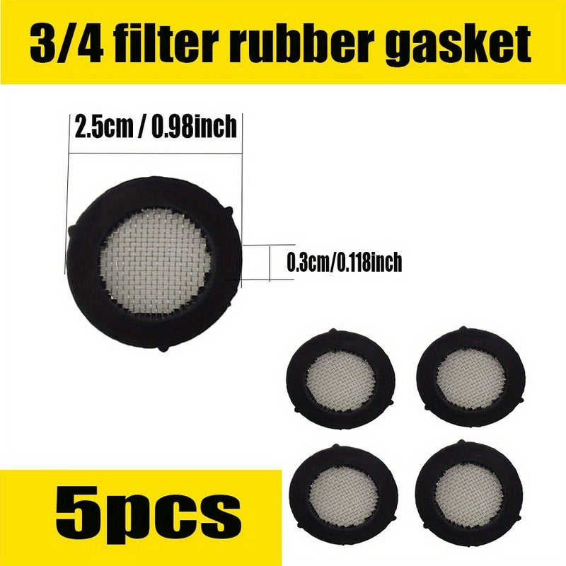 5 Pcs 3/4 Inch Stainless Steel Shower Head Washer With Mesh Strainer Faucet Leak Proof Connector Universal Hot And Cold Hose Rubber Anti Drip - Image 4