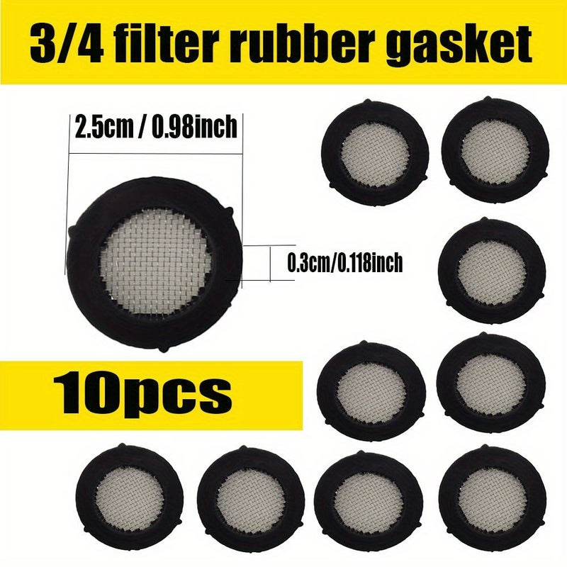 5 Pcs 3/4 Inch Stainless Steel Shower Head Washer With Mesh Strainer Faucet Leak Proof Connector Universal Hot And Cold Hose Rubber Anti Drip - Image 2
