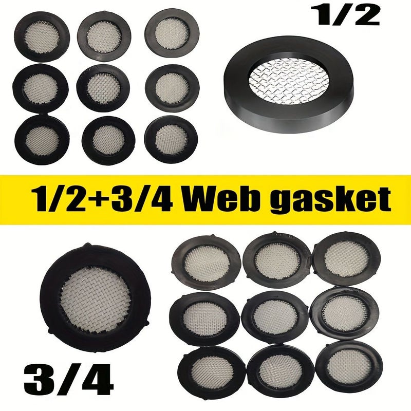 5 Pcs 3/4 Inch Stainless Steel Shower Head Washer With Mesh Strainer Faucet Leak Proof Connector Universal Hot And Cold Hose Rubber Anti Drip - Image 1