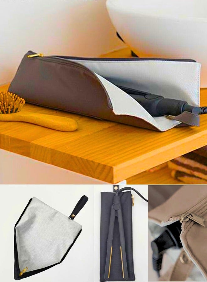 تشيس اب حامل مكواة تجعيد الشعر، حقيبة سفر لأدوات الشعر وسجادة مقاومة للحرارة لمكواة فرد الشعر، ومكواة فرد الشعر، ومكواة تجعيد الشعر، وإكسسوارات العناية بالشعر (أسود) - Image 2