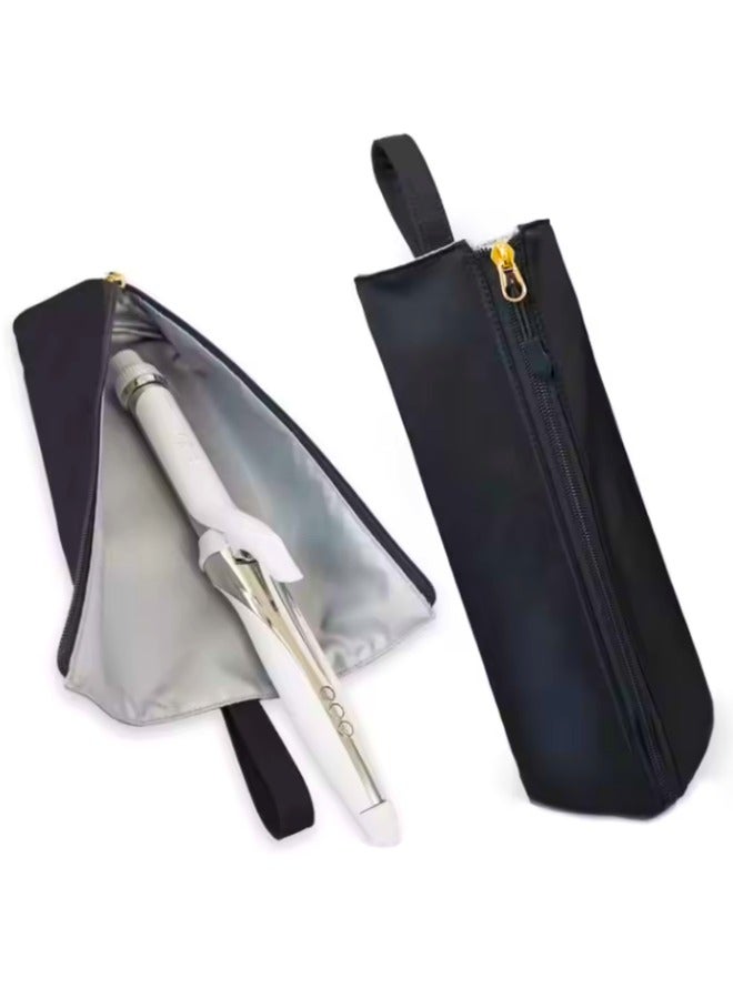 تشيس اب حامل مكواة تجعيد الشعر، حقيبة سفر لأدوات الشعر وسجادة مقاومة للحرارة لمكواة فرد الشعر، ومكواة فرد الشعر، ومكواة تجعيد الشعر، وإكسسوارات العناية بالشعر (أسود) - Image 3