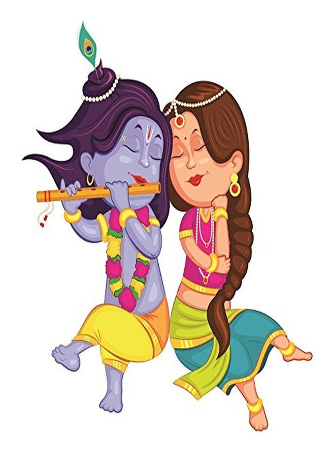 Asmi Collections PVC Wall Stickers Beautiful Little Radha Krishna - Image 1