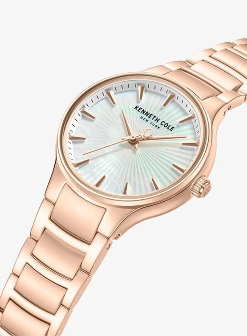 Kenneth Cole New York Monroe White Mother-of-pearl Dial Stainless Steel Bracelet Analog Watch for Women - 34mm