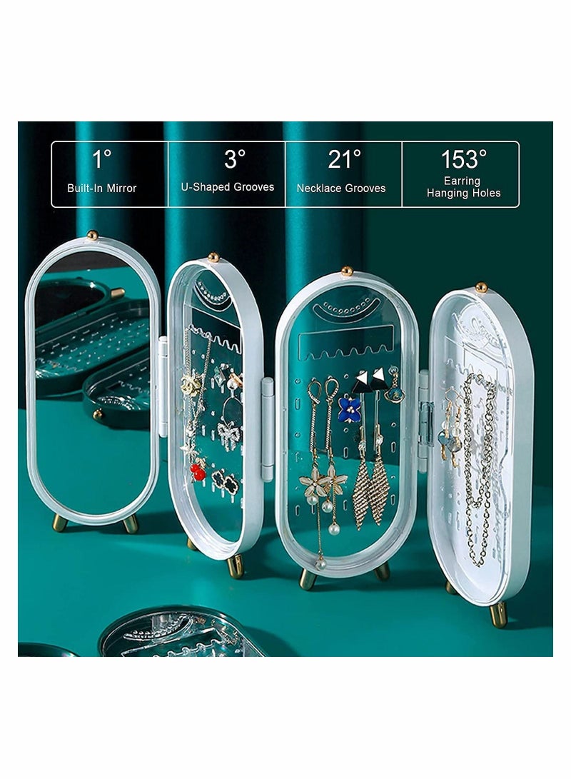 Y&D Small Earring Holder Stand, Organizer Box Foldable, Display Storage ,153 Holes For Dangle Earrings and 21 Grooves for Necklaces, Jewelry Case Gift Women Girls  - Image 5