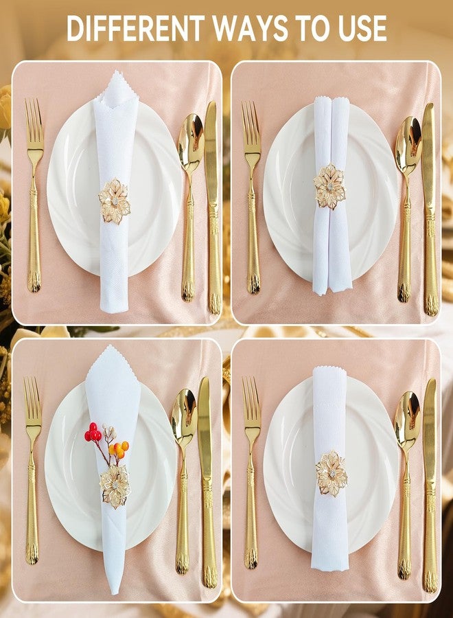 EMORBALS Gold Napkin Rings Set of 12, Floral Metal Napkin Rings for Thanksgiving Christmas Dinner, Elegant Table Decor for Wedding Banquet Party Easter Holiday - Image 3
