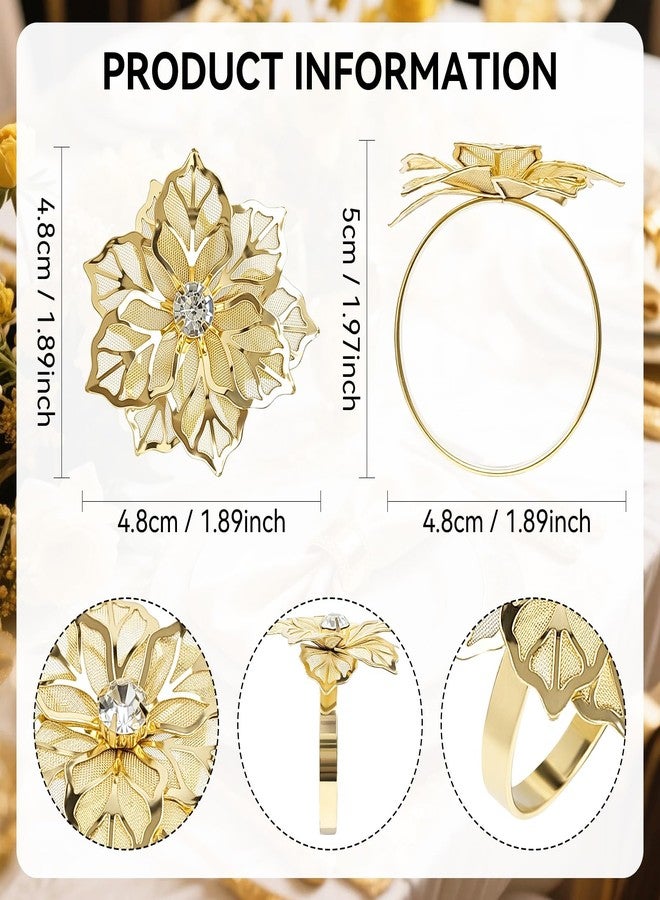 EMORBALS Gold Napkin Rings Set of 12, Floral Metal Napkin Rings for Thanksgiving Christmas Dinner, Elegant Table Decor for Wedding Banquet Party Easter Holiday - Image 2