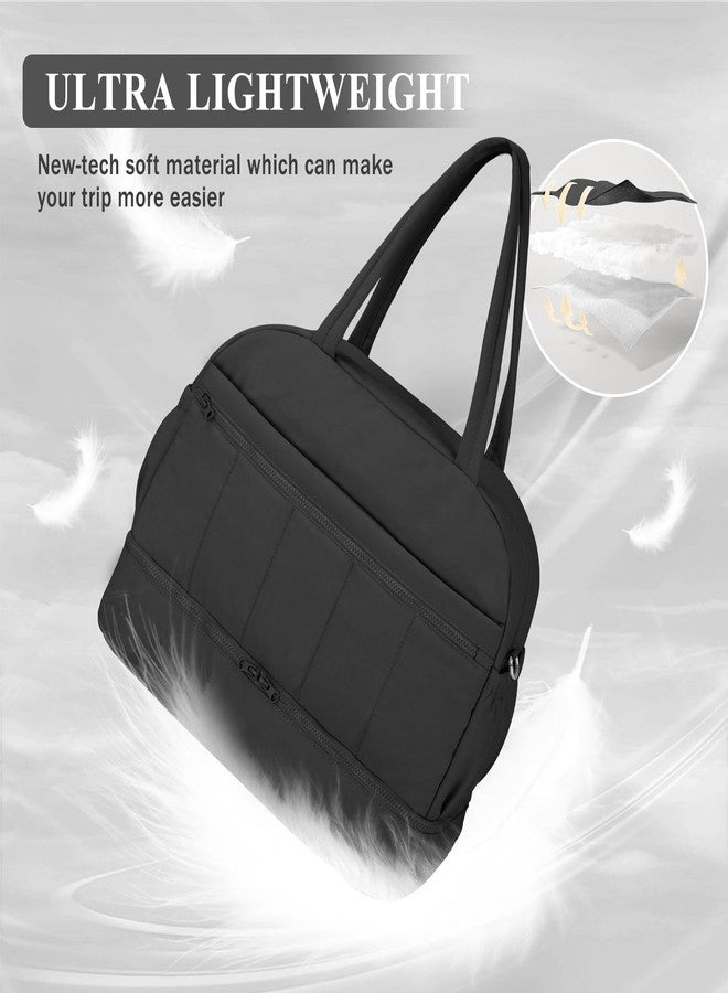 Bosidu Travel Duffle bag for Women, Puffer Weekender Overnight Bags with Shoe Compartment, Carry on Travel Tote Gym Duffel Bag for Women, Ideal for Personal Items and Travel Essentials，Black - Image 2