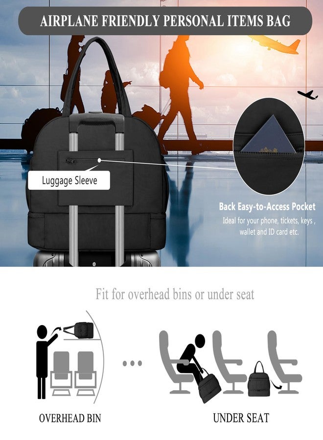 Bosidu Travel Duffle bag for Women, Puffer Weekender Overnight Bags with Shoe Compartment, Carry on Travel Tote Gym Duffel Bag for Women, Ideal for Personal Items and Travel Essentials，Black - Image 4