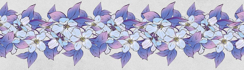 WallDesign Blue Columbine Flowers with Leaves Wall Frieze Border - 5.25 inch Width by 5 ft Length - Image 1