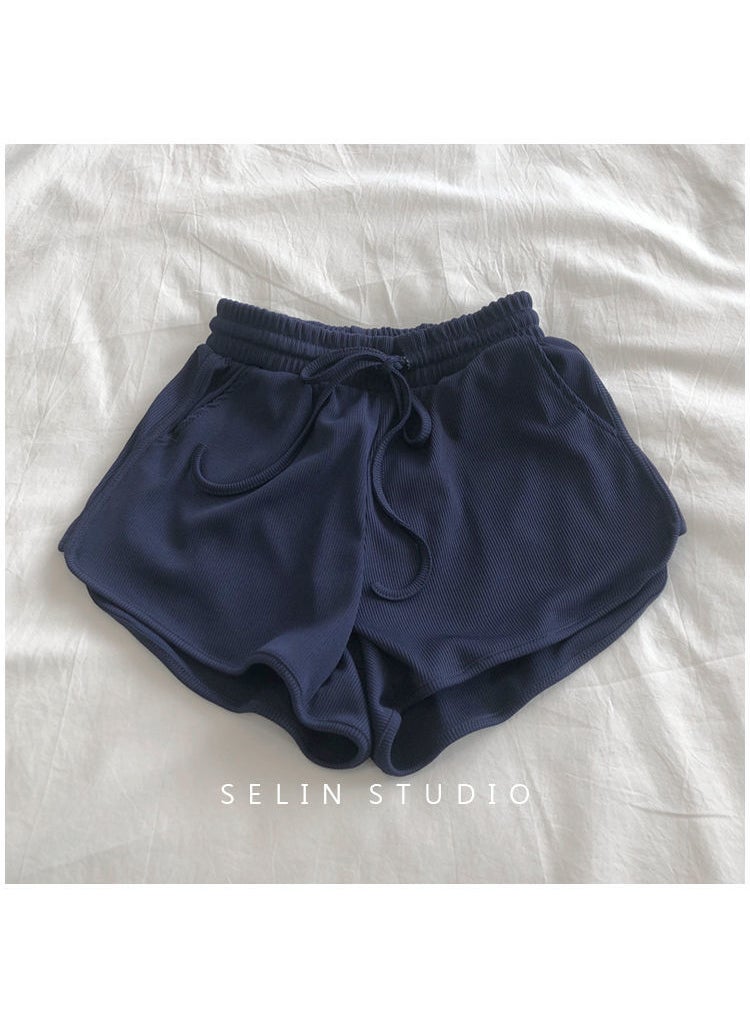 Generic - Elastic High Waist Drawstring Shorts for Women Black - Image 1