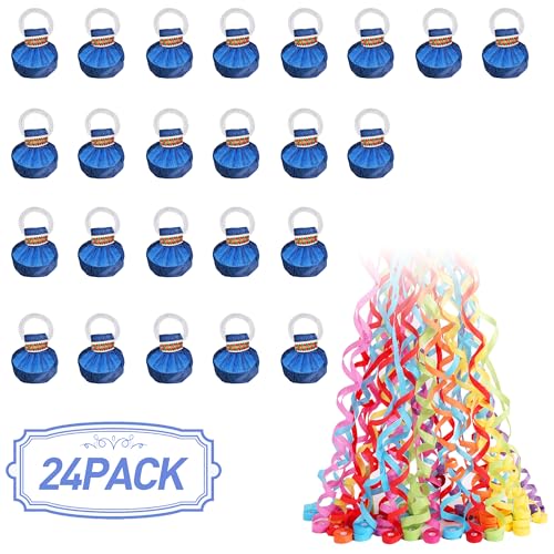 Pilvepidu No Mess Streamers Poppers,24Pack Colorful No Mess Confetti Party Poppers for Birthday,Wedding,Celebrations,School Opening,Graduation,Retirement Party (blue multicolor 24pack) - Image 4