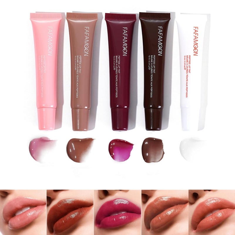 Grospe 5 Colors Hydrating Lip Gloss Lip Jam Set, Essence Lip Plumping Gloss Fafamoon Long Lasting Lip Gloss High Shine Glass Finish Nude Colors Moisturizing Liquid Lipstick for Women & Girls 