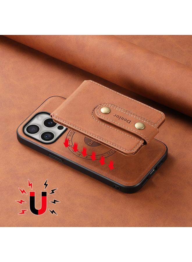 Denior Case For iPhone 16 Pro Max D14 NK Retro Pattern MagSafe Magnetic Card Holder Leather Phone Case  - Image 5