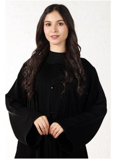 غيداء عباية باللون الأسود مميزة كسرات من الأمام والخلف  - Image 4