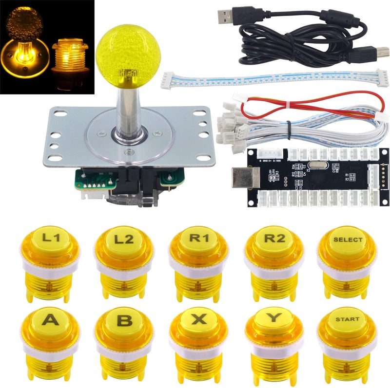 طقم DIY لمبة LED لألعاب الأركيد ، مفتاح ميكانيكي للوحة المفاتيح، زر أركيد LED، عصا تحكم، مشفر USB بدون تأخير لأجهزة الكمبيوتر وأنظمة MAME وRetropie وJamma. - Image 1